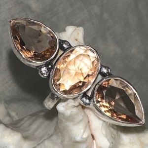 Honey Quartz Handcrafted multi-gem statement ring
